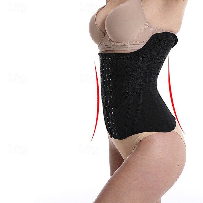 Women's Corset Shapewear Waist Cincher Shapewear Sexy Corset Casual Pure Color Lace Buttons Vacation Street Date Sleeveless Black Beige Spring Fall Tailored Fit4