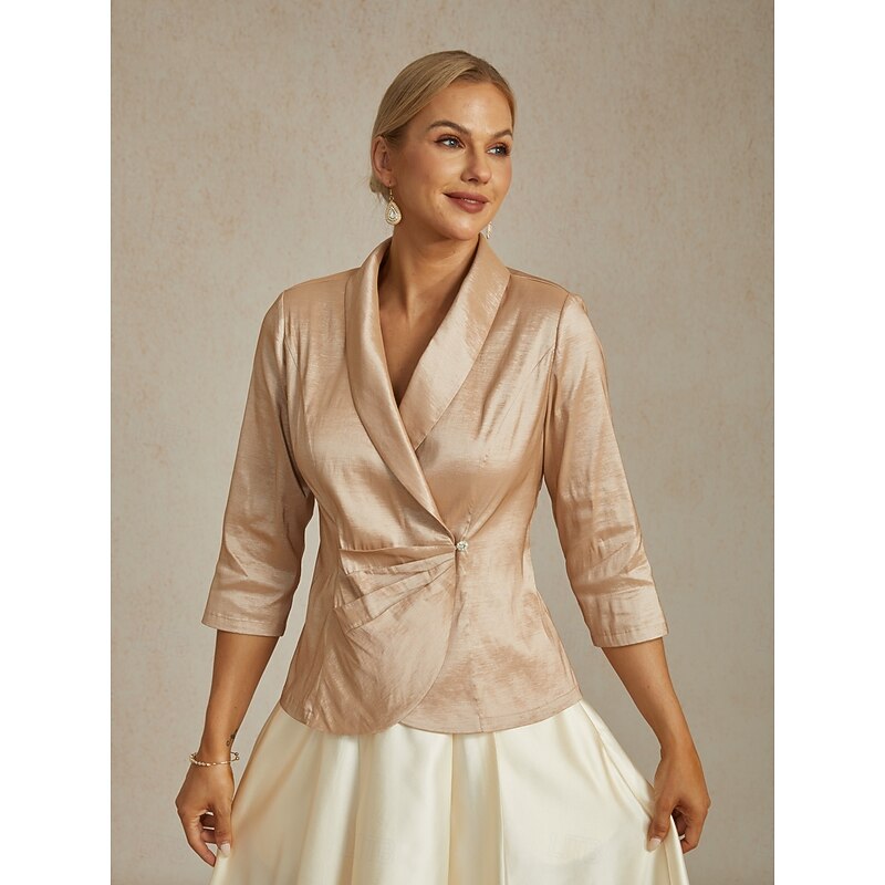 Women's Dressy Tops Elegant Party Stylish V Neck Champagne Spring, Fall, Winter, Summer4