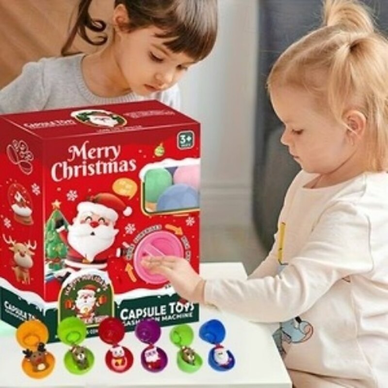 Christmas Egg Claw Machine for Kids DIY Surprise Capsule Toy Grabber Mini Blind Box Doll Catcher Fun Holiday Gift Playset Festive Christmas Party Game Accessory2