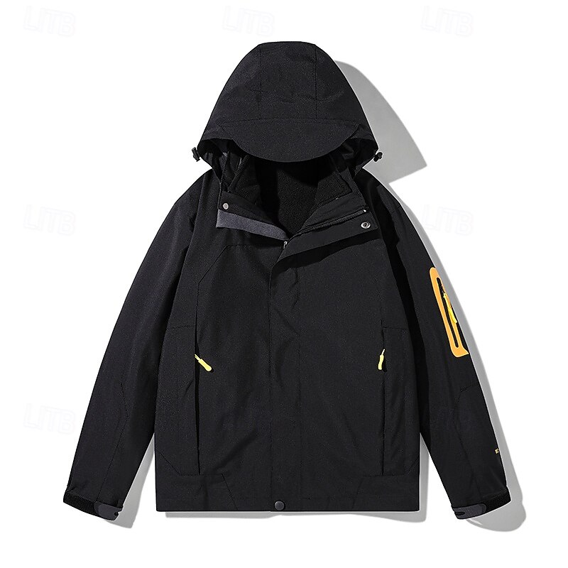 Men's Hiking Jacket Thermal Jacket 3 in 1 Jacket Winter Outdoor Patchwork Thermal Warm Windproof Top Dark Grey Black White Blue4