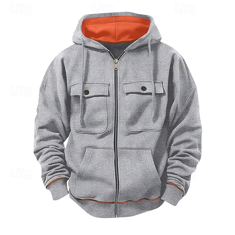 Men's Hoodie Full Zip Hoodie Fleece Hoodie Tactical Hoodie Black Army Green Navy Blue Light Grey Dark Gray Hooded Plain Zipper Color Block Sports & Outdoor Casual Daily Streetwear Cool Sportswear2