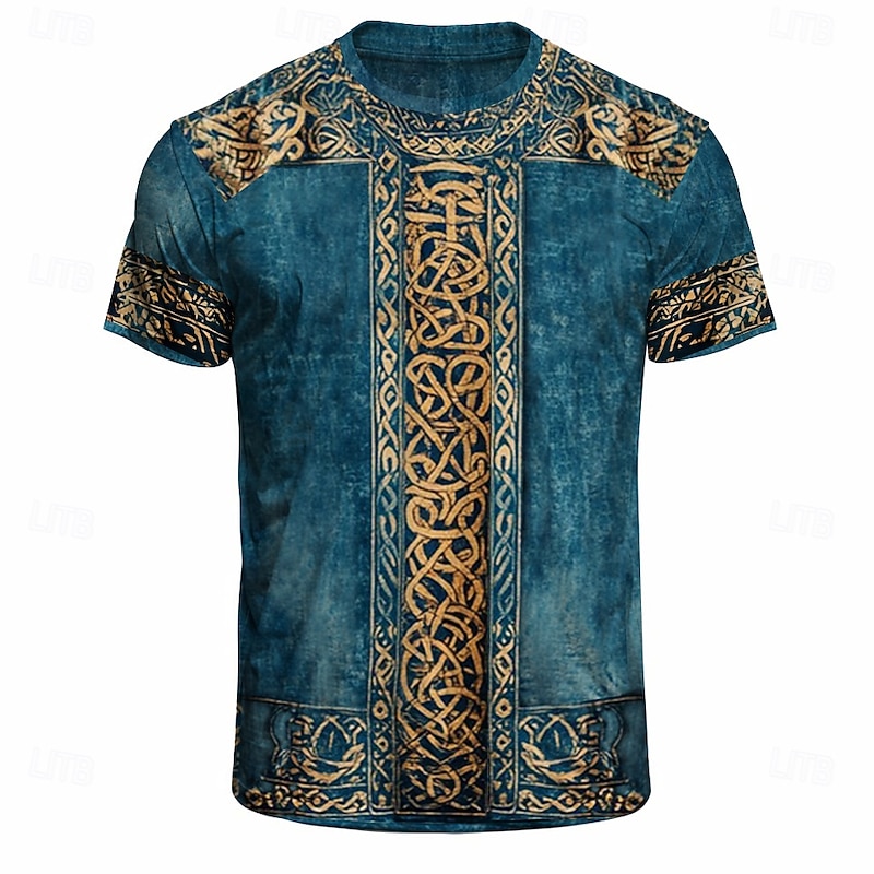 Men's T Shirt Tee Short Sleeve Shirt Tee Top Short Sleeve Crew Neck Summer Tribal Celtic Knot Vintage Designer Basic Print Vacation Street Going out Blue Dark Blue Top Tee for Men3