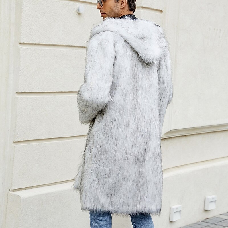 Men's Winter Coat Fur Coat Hoodied Jacket Outerwear Vacation Casual Winter Polyester Soft Outdoor Outerwear Clothing Apparel Warm Ups Comfort Leopard Pocket Hooded2