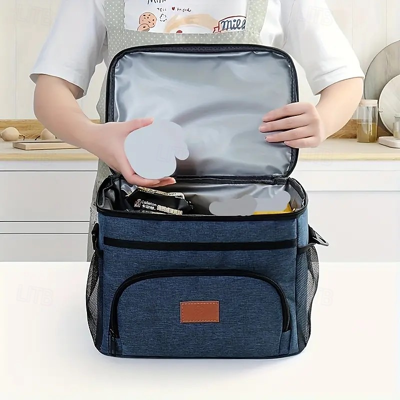 Large Capacity Insulated Lunch Bag – Tote & Cooler Bag for Picnic, Office, School, Campus, Travel, Reusable Thermal Lunch Box with Thickened Foil, Lightweight, Crossbody Design3