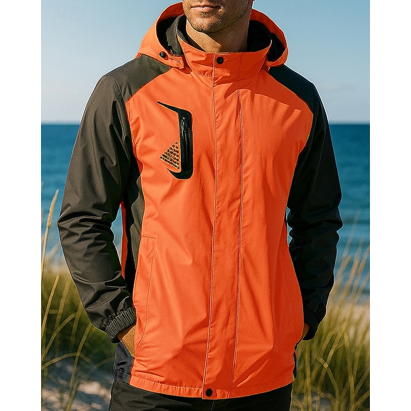 Men's Windbreaker Softshell Jacket Hiking Jacket Outdoor Waterproof Windproof Hiking Outfits Hiking Clothes Spring Winter Autumn / Fall Top Fishing Camping / Hiking / Caving Running Patchwork Yellow4