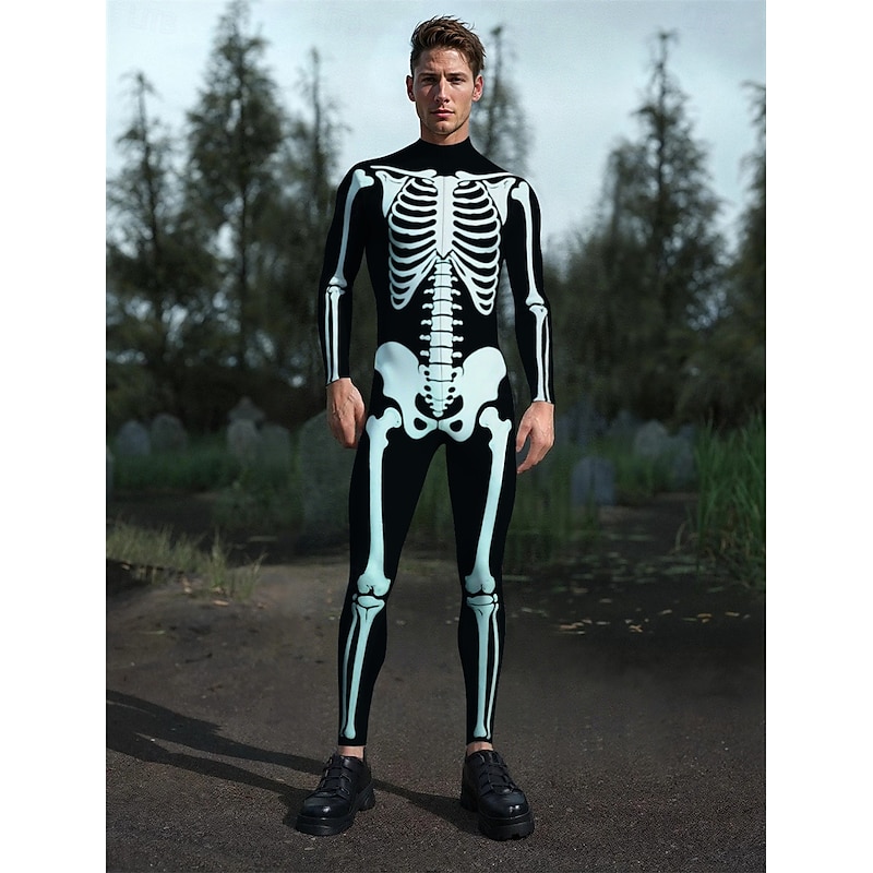 Skull Skeleton Halloween Bodysuits Halloween Group Couples Costumes Full Body Catsuit Scary Costume Kid's Adults' Men's Women's Boys' Halloween Carnival Performance Party Easy Halloween Costumes2
