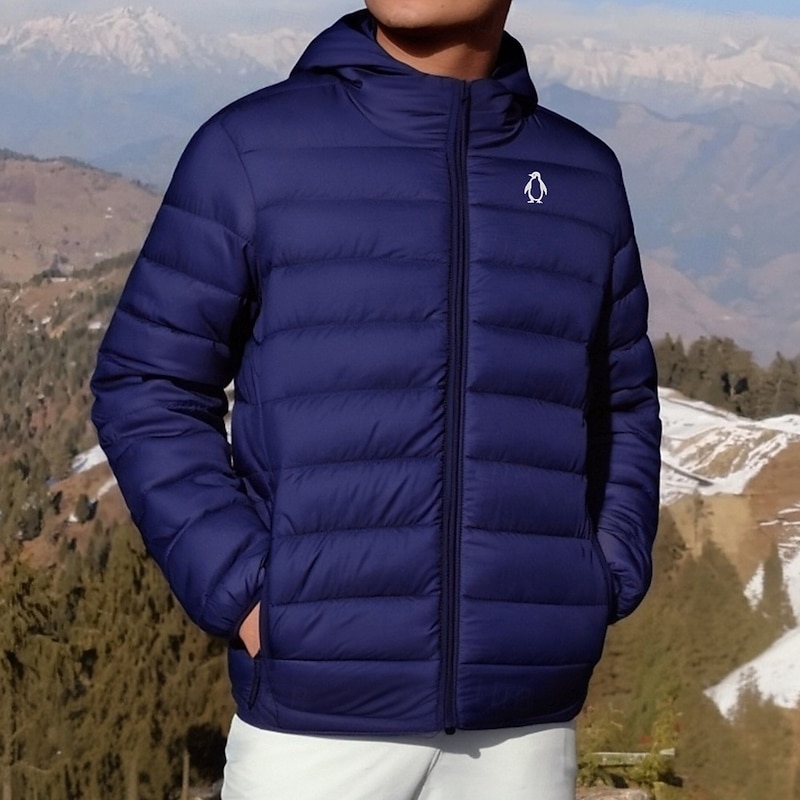Men's Print Penguin Winter Coat Down Jacket Puffer Jacket Thermal Warm Rain Waterproof Lightweight Casual Outdoor Daily Padded Quilted Hooded Jacket Fall Winter Hooded Long Sleeve Black Red Royal Blue2