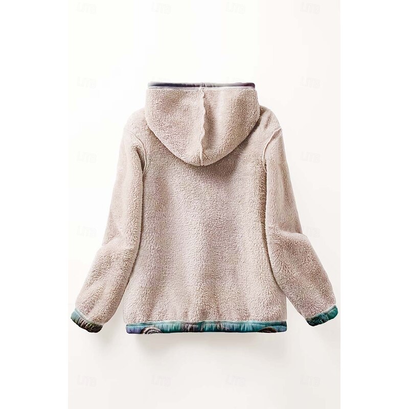 Women's Zip Up Hoodies Graphic Geometric Paisley Elegant Warm Vintage Long Sleeve Hooded Regular Tops Home Work Party Evening Wear Zip Up Zipper Print Green Spring Fall Winter4