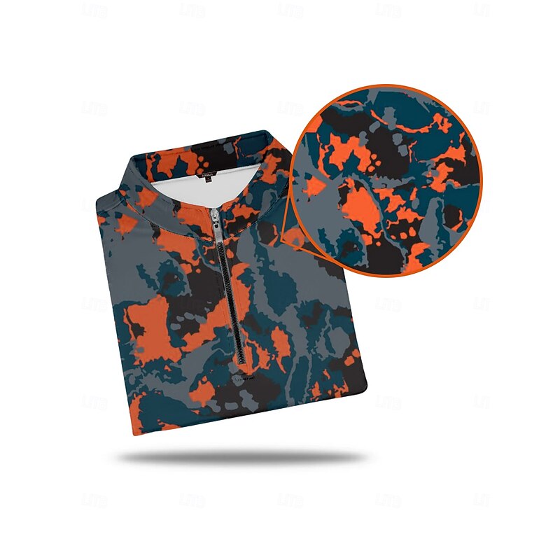 Men's Golf Polo Shirt Orange Long Sleeve Top Golf Attire Clothes Outfits Wear Apparel3