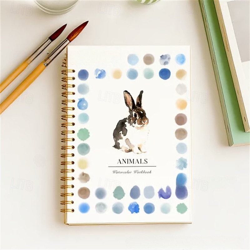 Watercolor Blending Coloring Book Elegant Spiral Bound Planner with 8 Pattern for Adult Coloring, Bullet Journaling, Dotted Grid Layouts Ideal Gifts for Beginners and Flower Enthusiasts