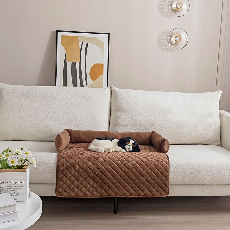 Cushion For Pet Sofa Mat Non Slip PVC Coated Quilted Suede Dog Cat Bed Pad Comfortable Protective Cover Washable Home Furniture Pet Supplies Sleeping Nest3