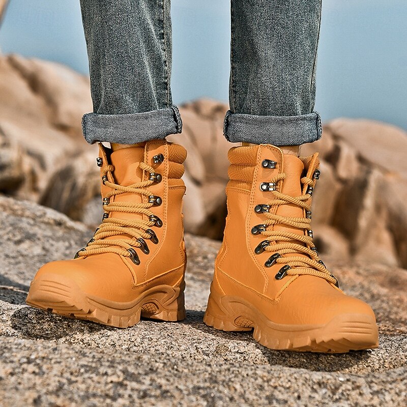 Men's High - Top PU Leather Outdoor Casual Boots | Anti - Slip Sole for Hiking & Daily Wear3