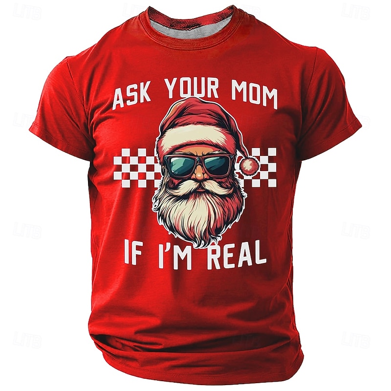 Men's T Shirt Santa Claus Crew Neck Clothing Apparel 3D Print Outdoor Christmas Gifts Party Short Sleeve Cool Daily