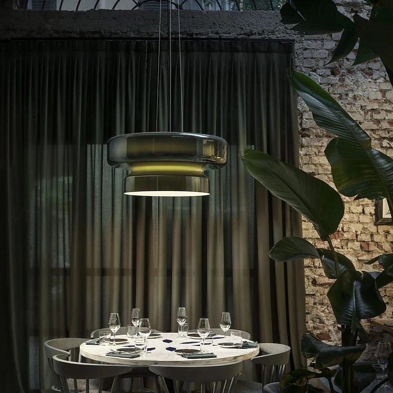 LED Pendant Light 36cm Glass Chandelier Single Head Ceiling Light for Loft Bar Living Room Dining Room Warm White 110-240V4