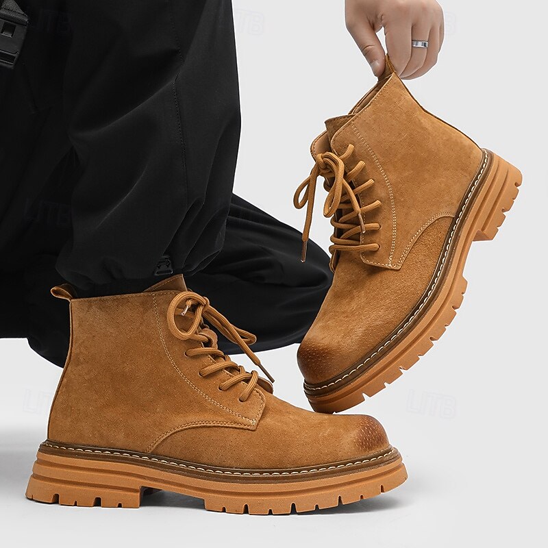 Men's Lace-Up Ankle Work Boots – Durable Casual Outdoor Combat-Inspired Shoes for Hiking, Farm Work and Daily Wear2