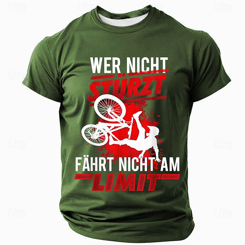 Men's Cycling Funny Slang German T Shirt Short Sleeve T shirt 3D Print Crew Neck Shirt Fashion Daily Street Daily Black Blue Green Summer Spring Clothing Apparel S M L XL XXL XXXL3