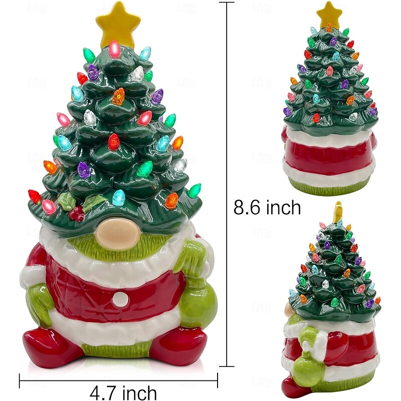 Christmas Resin Dwarf Christmas Tree LED Small Leaf Light Indoor Bedroom Study Dining Room Desktop Decorative Light Pendant Light Prop AAA Battery Box 8.6 * 4.7Inch2
