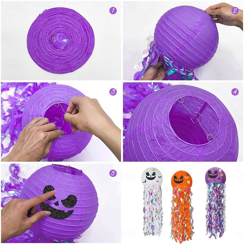 1PC Pumpkin Paper Lanterns for Halloween Party Decorations Orange and Black Hanging Paper Lanterns for Birthdays Weddings Graduations Indoor & Outdoor Use4