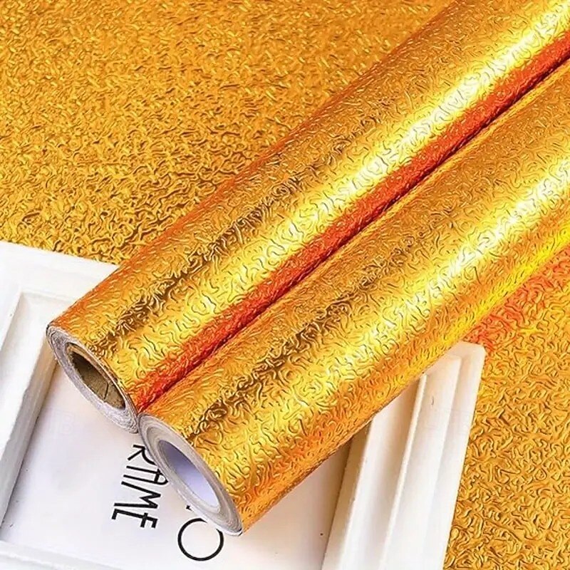 2 Rolls Kitchen Backsplash Stickers,Aluminum Foil Self Adhesive Wallpaper – Heat Resistant 450°F, Oil-Proof, Waterproof, Easy to Cut for Cabinets, Stove, Countertops2