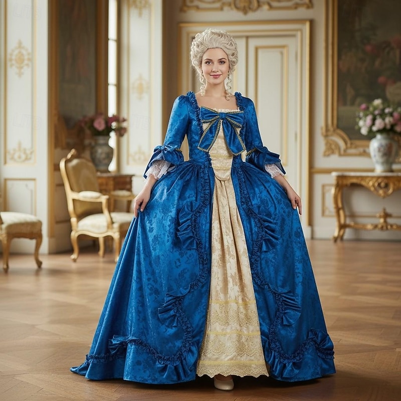 Rococo Renaissance Colonial Period Fancy Costume Ball Gown Prom Dress Plus Size Queen Princess Jacquard Fancy Dress Women's Royal Halloween Carnival Performance Masquerade Ren Faire Adults' Dress
