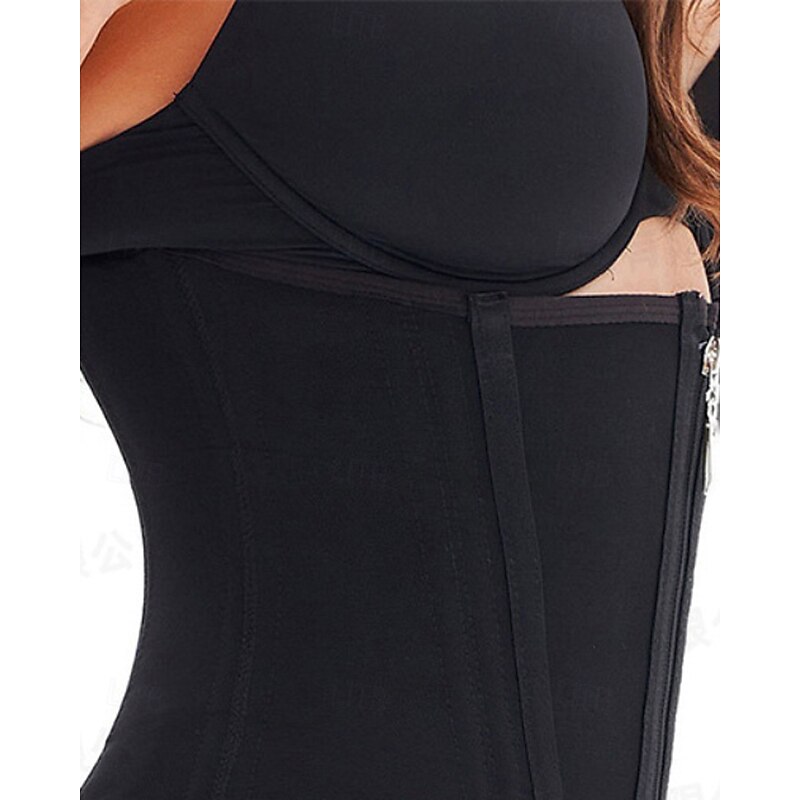 Women's Corset Shapewear Waist Cincher Shapewear Sexy Corset Sexy Sweet Pure Color Zipper Mesh Vacation Street Daily Sleeveless Cold Shoulder Black Purple Beige Spring Fall Tailored Fit4