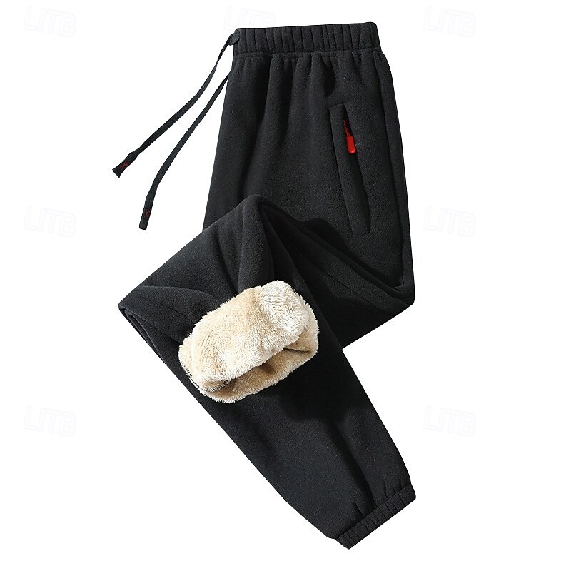 Men's Sweatpants Fleece Pants Joggers Trousers Winter Pants Drawstring Pocket Elastic Waist Plain Comfort Warm Sports Outdoor Daily Fashion Casual Black Blue Micro-elastic3