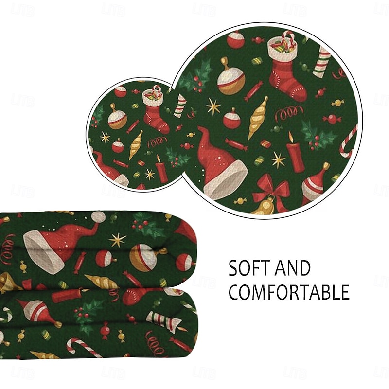 Christmas Flannel Blanket, Soft Cozy Throw Blanket for Sofa Couch, Lightweight Nap Blanket, Holiday Festival Decorative Blanket, Best Seller Gift4