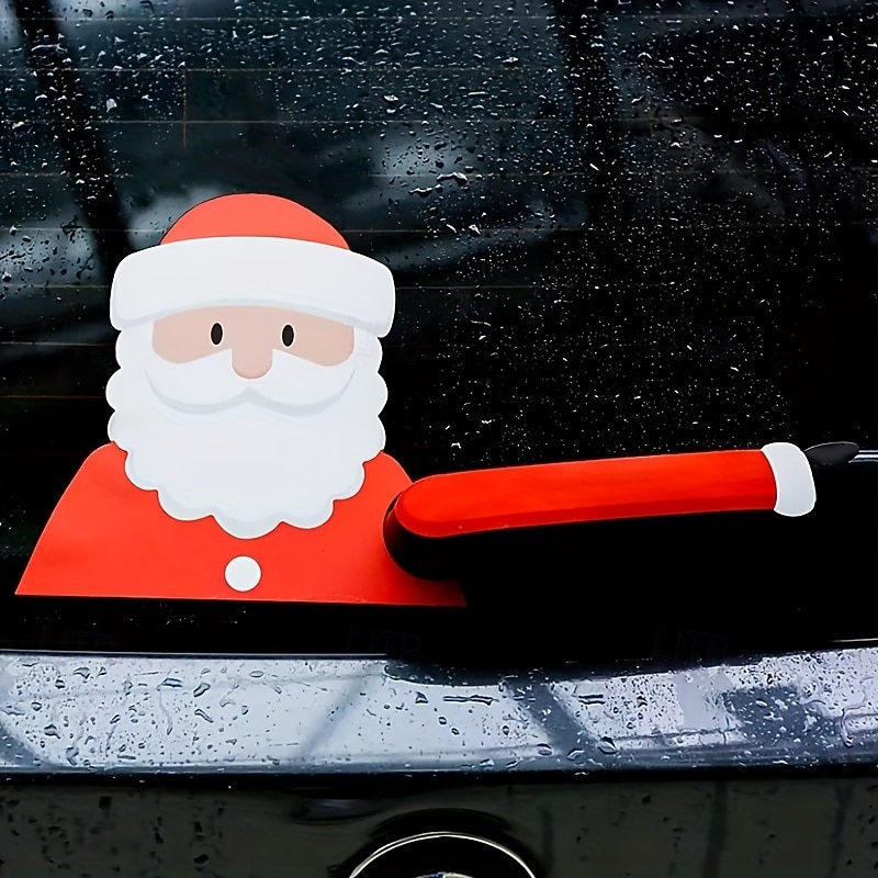 1Pcs Santa Claus Christmas Car Rear Window Decal - Waterproof Vinyl Sticker for Wiper Fit Glass Decoration
