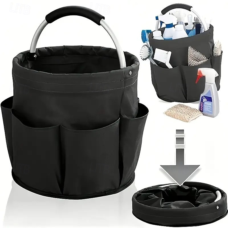 Multi-Pocket Portable Tool Storage Tote Bag – Durable Metal Garden Handbag with Multiple Open Pockets, Perfect for Small Tools, Gardening Essentials, Father’s Day Gift