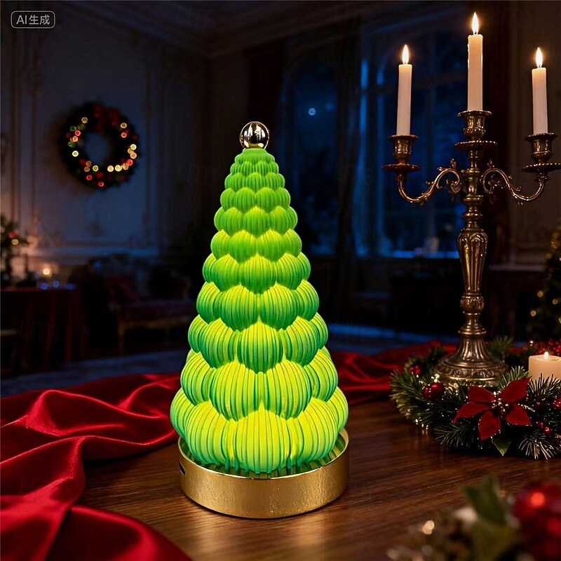 Three Color Led Christmas Tree Decoration Night Light Creative Birthday Gift Bedroom Bedside Usb Charging Atmosphere Table Lamp  1PC2