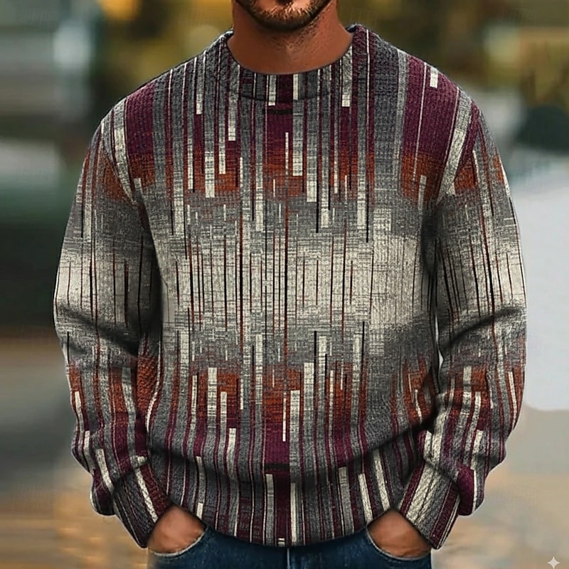 Men's Color Block Striped Pullover Sweater Jumper Knitwear Crewneck Casual Vacation Daily 3D Print Knitting Keep Warm Long Sleeve Fall Winter Yellow Blue Brown3