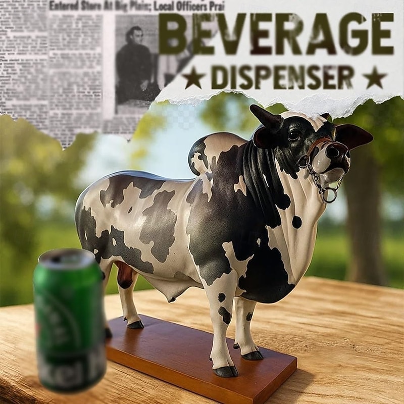 Nelore Bull Liquor Dispenser 2L Handcrafted Alcohol Decanter with Wooden Base Funny Brazilian Bull Bottle Holder for Whiskey Scotch Vodka Wine Unique Home Bar Accessory Beverage Container Gift2