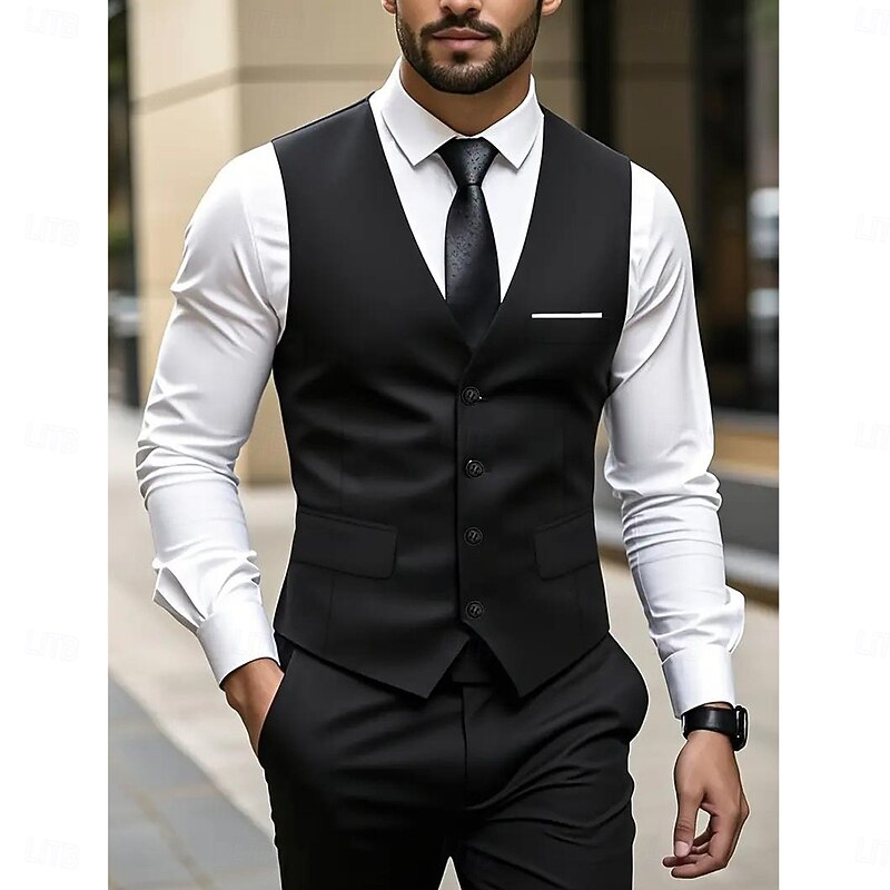 Men's Wedding Party Groomsmen Suits Notch Lapel Black Burgundy Casual Formal Solid Colored Tailored Fit 2 Piece