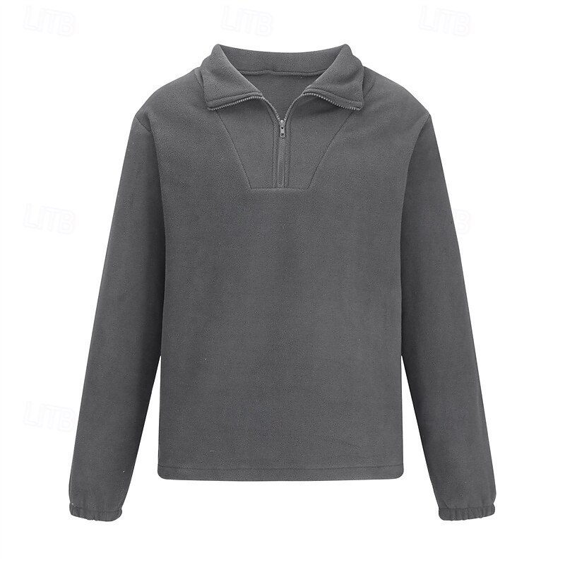 Men's Sweatshirt Polar Fleece Fleece Sweatshirt Quarter Zip Sweatshirt Army Green Red Green Gray Half Zip Plain Zipper Sports & Outdoor Daily Holiday Polyester Streetwear Basic Casual Winter Clothing4