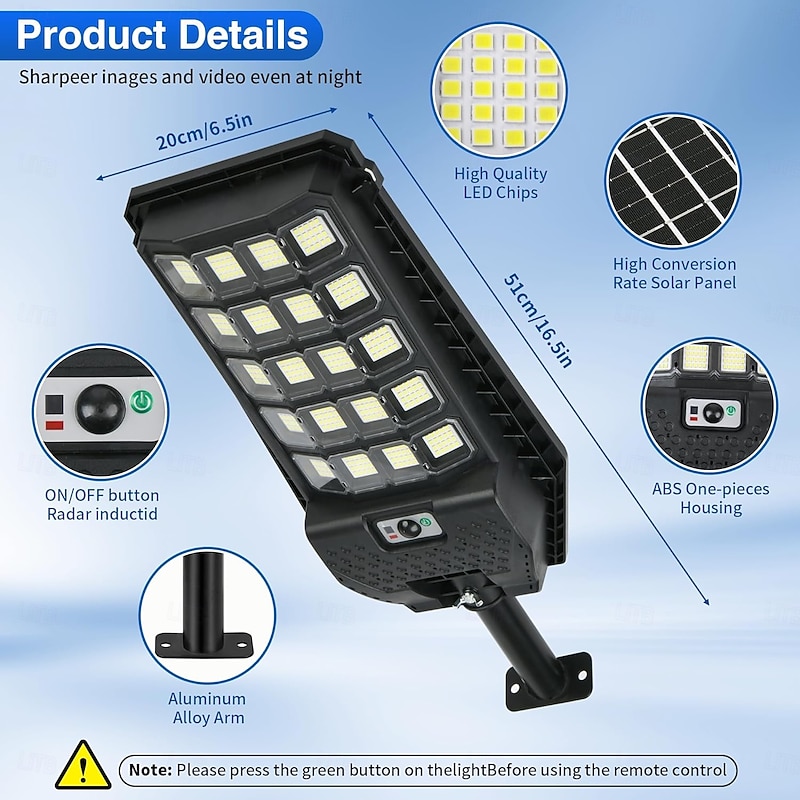 Solar Street Lights Motion Sensor, IP67 Waterproof Dusk to Dawn Solar Flood Light Outdoor with Remote Control, LED Outdoor Light for Outside Garden Yard, Parking Lot Lights3