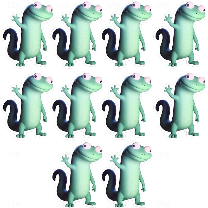 10Pcs Colorful Lizard Sticker Waterproof Lizard Meme Stickers Funny Gecko Style Waterproof Removable Sticker Cute Laptop Decor for Party Favors, Gift Tags, Journals, Scrapbooking