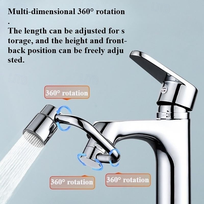 1080° Rotatable Faucet Aerator Extension,2-Mode Universal Swivel Sink Tap Extender Splash-Proof Mechanical Arm Faucet Nozzle for Bathroom & Kitchen4