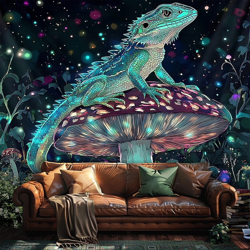 Tapestry Blanket Wall Hangings Mushroom Lizard Boho Hippie Fantasy Bedroom Living Room Dorm Home Decor2
