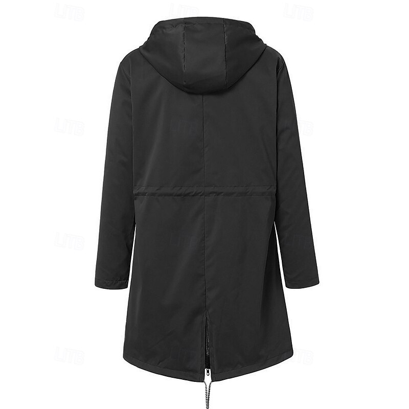 Women's Winter Coat Hoodie Jacket Warm Comfortable Zipper Pocket Casual Plain Outdoor Vacation Going out Weekend Long Hooded Regular Fit Long Sleeve Outerwear Navy Black Pink Fall Winter4