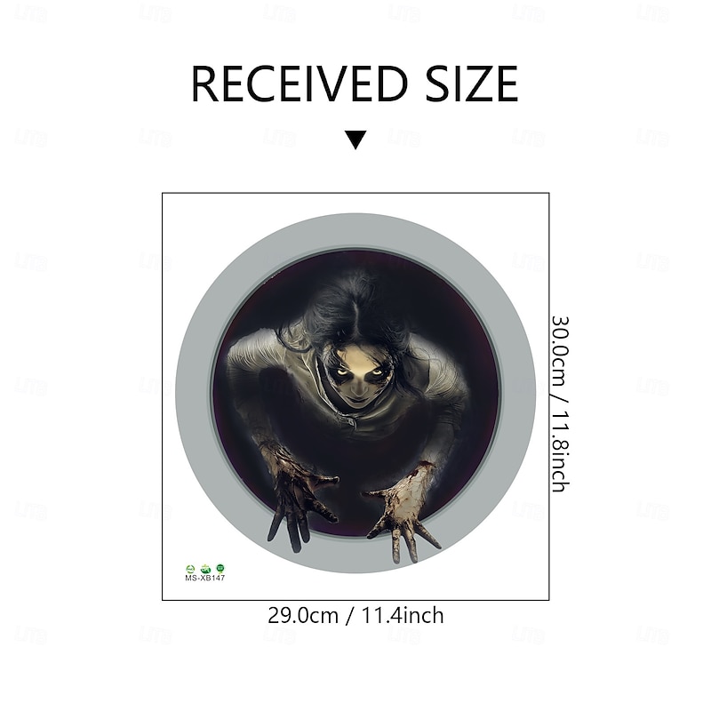 Halloween 3D Floor Sticker Scary Long Hair Ghost Floor Sticker, Creative Horror Wall Decal for Living Room, Haunted House Atmosphere Decoration3