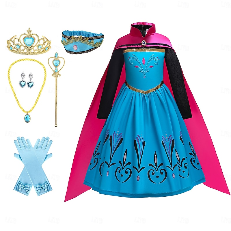 Frozen Fairytale Princess Anna Flower Girl Dress Theme Party Costume Tulle Dresses Girls' Movie Cosplay Cosplay Halloween Green (With Accessories) Dress Carnival Masquerade World Book Day Costumes