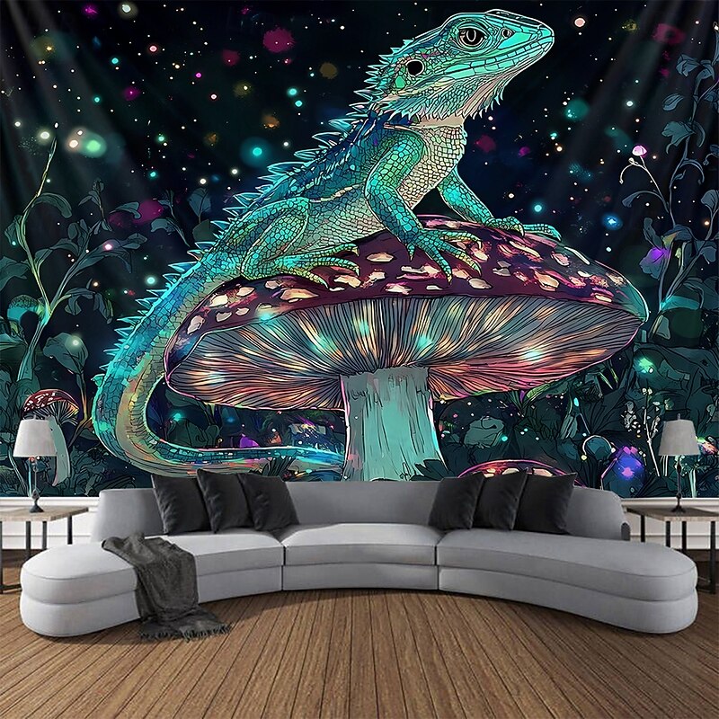 Tapestry Blanket Wall Hangings Mushroom Lizard Boho Hippie Fantasy Bedroom Living Room Dorm Home Decor4