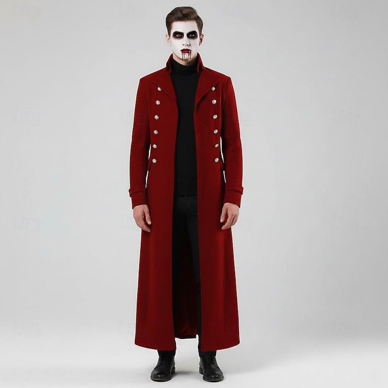 Retro Vintage Punk & Gothic Medieval Coat Trench Coat Vampire Fancy Dress Men's Halloween Carnival Party Casual Daily Ren Faire Adults' Coat