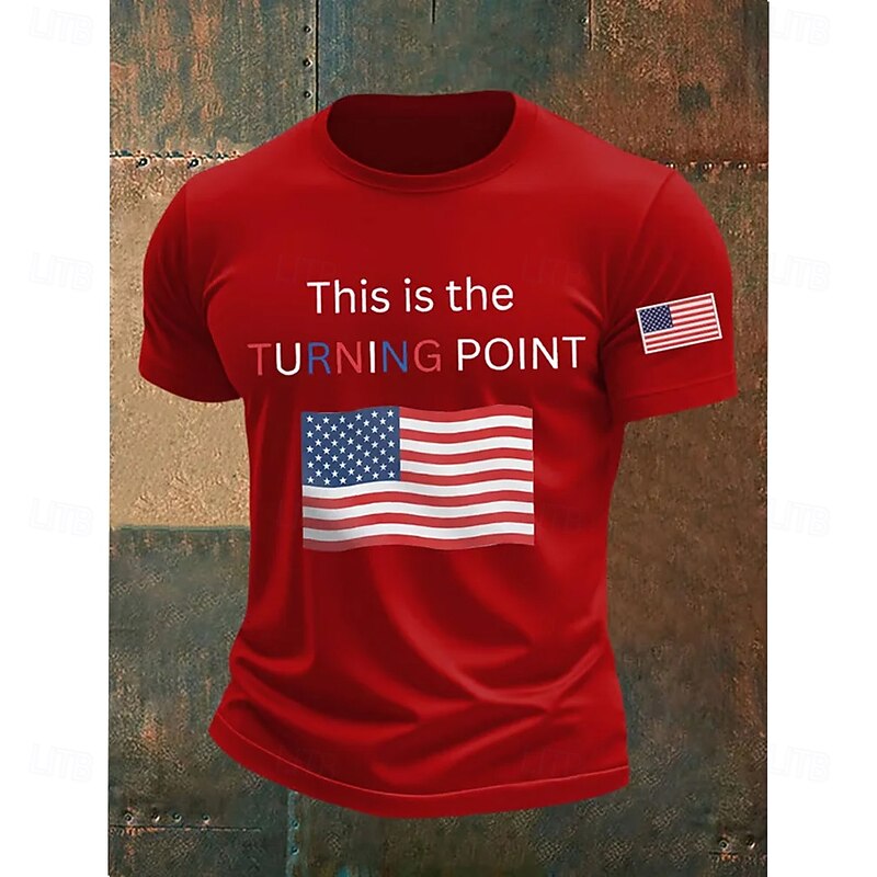 Men's Letter American Flag Short Sleeve Shirt T shirt Tee Tee Top Short Sleeve T shirt 3D Print Crew Neck Shirt Fashion Designer Casual Vacation Daily Holiday Black White Red All Seasons Clothing3