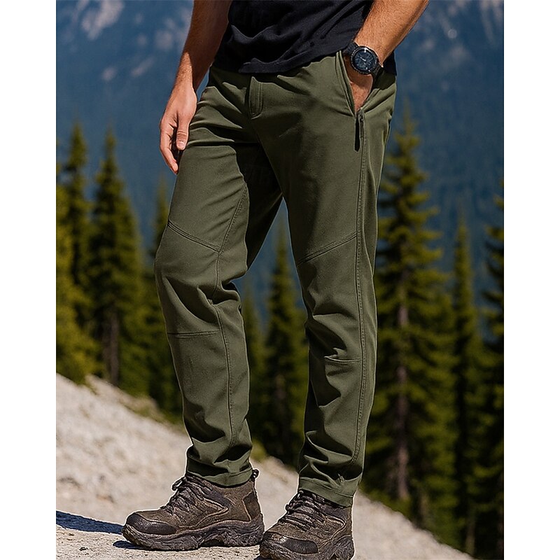 Men's Hiking Pants Trousers Waterproof Hiking Pants Fleece Pants Winter Outdoor Regular Fit Waterproof Windproof Warm Pants / Trousers Pocket Army Green Dark Gray Camping / Hiking Climbing Camping2