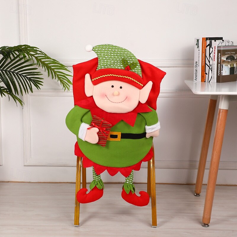 New Christmas Chair Covers, Creative Santa Claus Chair Back Covers, Festive Holiday Slipcovers for Dining Room and Home Decoration3
