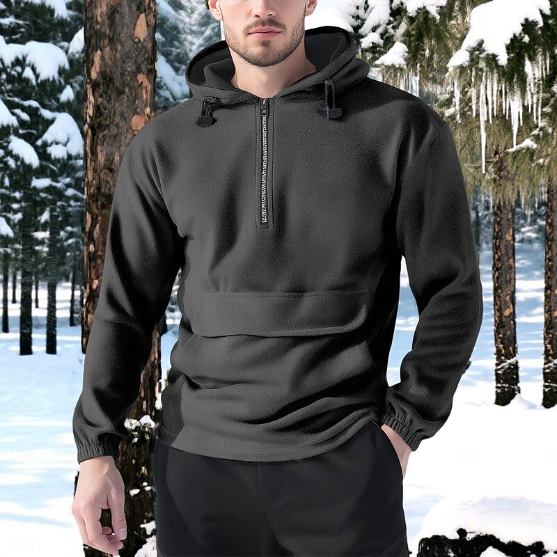 Men's Hoodie Quarter Zip Hoodie Fleece Hoodie Tactical Hoodie Black Burgundy Green Light Grey Coffee Hooded Plain Zipper Sports & Outdoor Casual Daily Streetwear Cool Sportswear Winter Spring &  Fall4