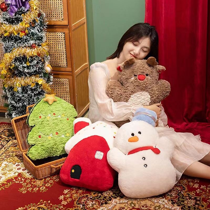 Santa Claus Plush Pillow, Gingerbread Man Stuffed Toy, Ultra-Soft Doll for Girls, Christmas Tree Holiday Gift4