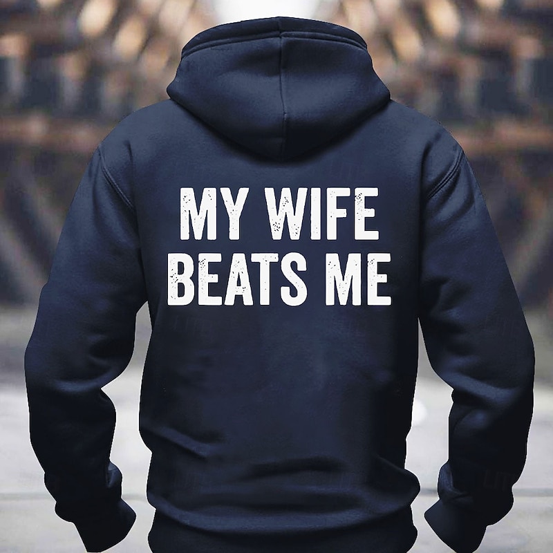 Men's Funny Slang Backprint Hoodie Sweatshirt Fashion Crew Neck Streetwear Black Blue Drawstring 3D Fall Winter Designer3