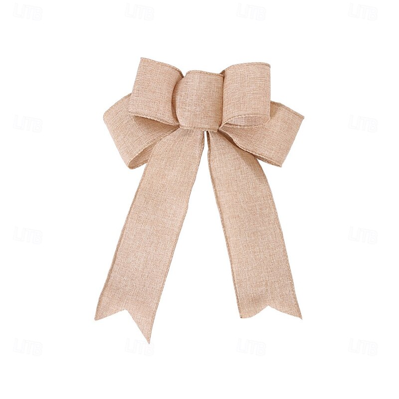 6pcs Large Elegant Knot Bows with Full Bowknot Design Durable Jute Ribbon for Christmas Tree Wreath Garland Party Decorations Wedding & Home Crafts - No /Electricity Easy to Assemble Plain Style4